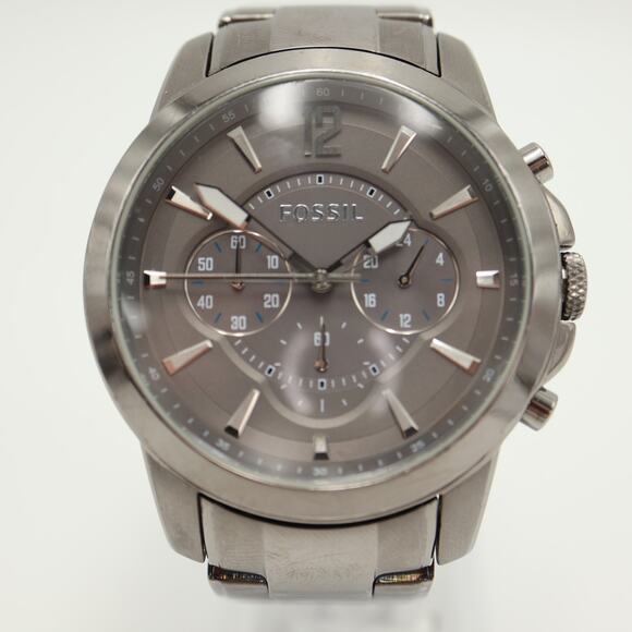Fossil Grant Mens Chronograph 44mm Watch Gray Steel FS4584 w New Battery - Picture 5 of 12